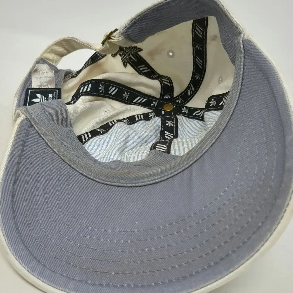 Adidas Baseball Cap White One Size Trefoil Logo Slideback Cotton Embroidered Hat
